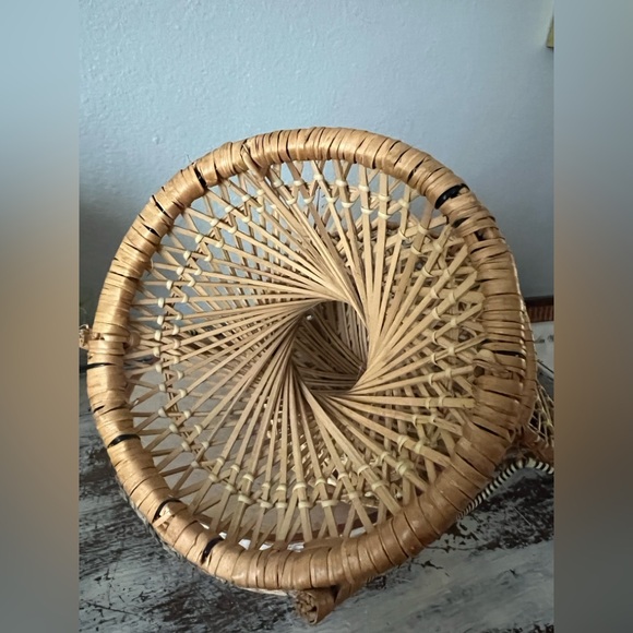 Vintage Wicker Peacock Fan Back Rattan Chair 16” Plant Stand or Doll Boho EVC - Picture 6 of 10